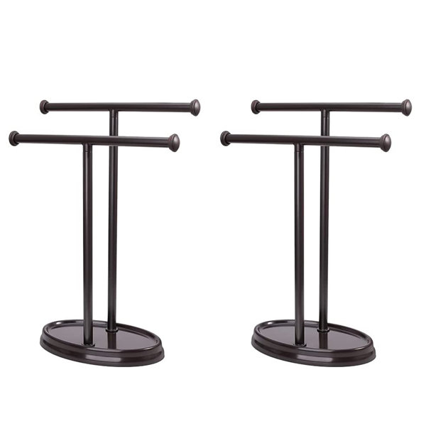 QIANXING Free Standing Bamboo Towel Rack , Large Three Tier Stable Base